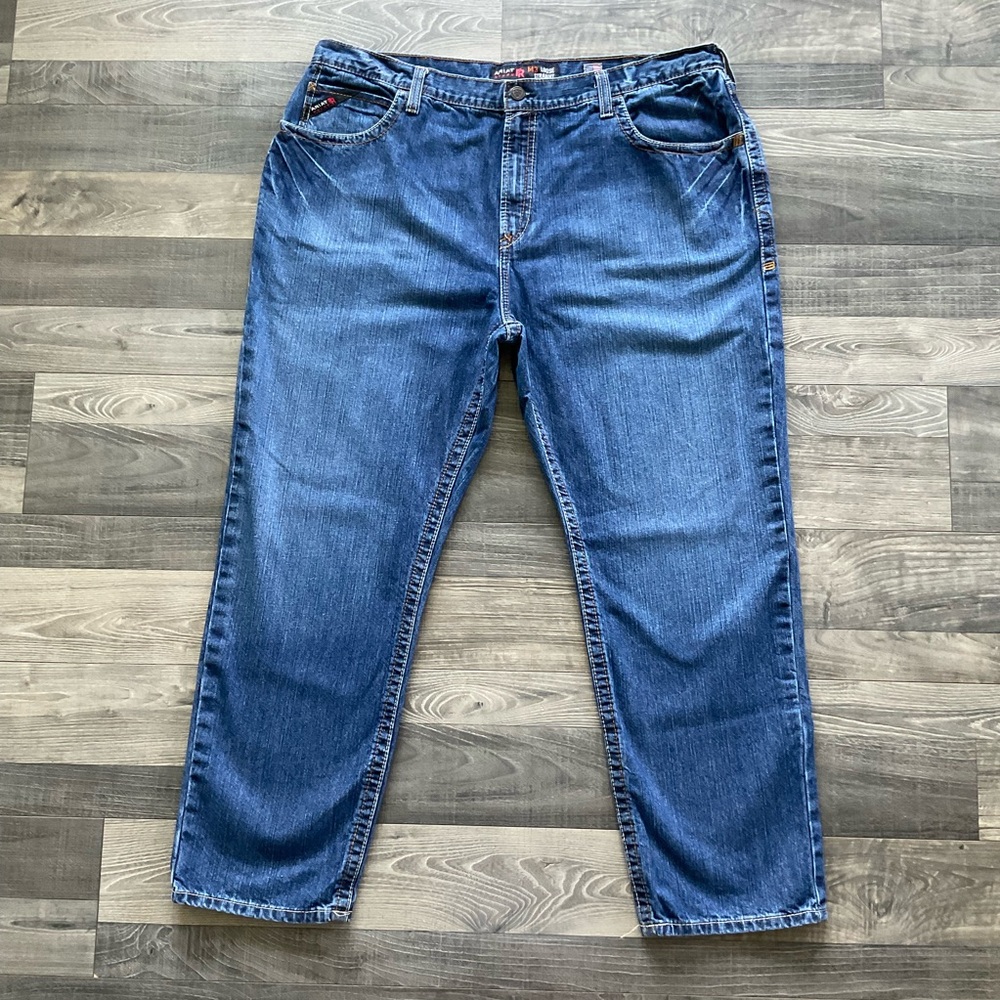 44x32 Ariat FR M3 Loose Straight Leg Jeans Mens Blue Basic Stackable 10014449